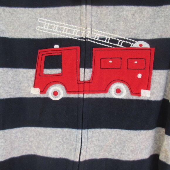 NWT Carter's Little FIRE ENGINE SLEEPER SIZE 24M  2 way zipper soft blue & grey - Picture 2 of 5